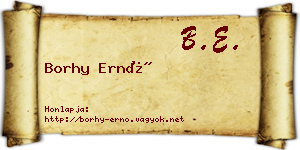 Borhy Ernő névjegykártya